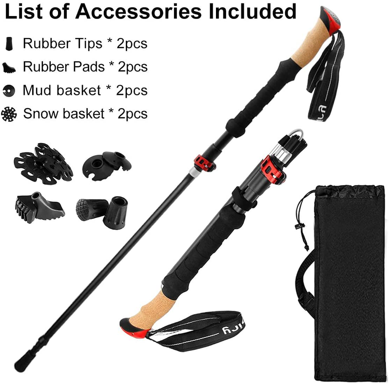 Joiry Collapsible Trekking Poles Adjustable 42”-50” Lightweight Aluminum 7075 Walking Hiking Sticks for Women Men with anti Slip Cork Grip and Tip Set - One Pair Sporting Goods > Outdoor Recreation > Camping & Hiking > Hiking Poles Joiry   