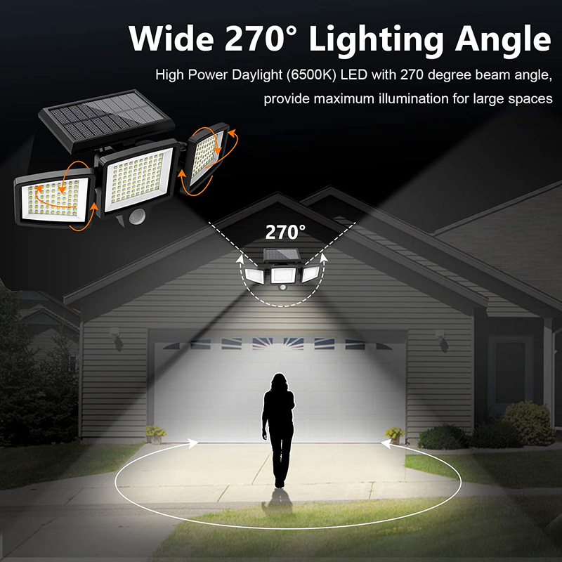 Solar Lights Outdoor,ATUPEN 210 LED 2500LM Motion Sensor Lights with Remote Control, 3 Heads Security LED Flood Lights, IP65 Waterproof, 270° Wide Angle Illumination Wall Lights with 3 Modes(2 Packs) Home & Garden > Lighting > Flood & Spot Lights ATUPEN   