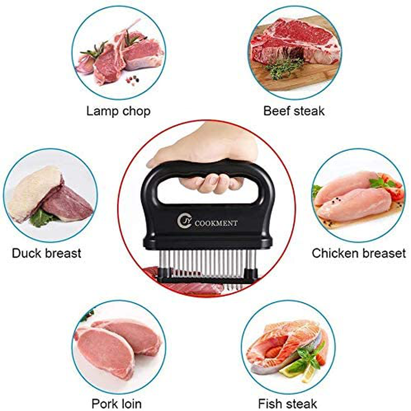 Meat Tenderizer with 48 Stainless Steel Ultra Sharp Needle Blades, Kitchen Cooking Tool Best for Tenderizing, BBQ, Marinade by JY COOKMENT Home & Garden > Kitchen & Dining > Kitchen Tools & Utensils JY COOKMENT   