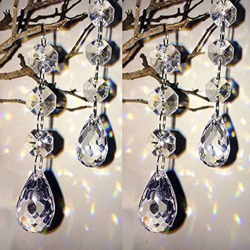 HOHIYA Crystal Ornaments Christmas Tree Decoration Dangle Drop Chandelier Prisms Clear 30pcs
