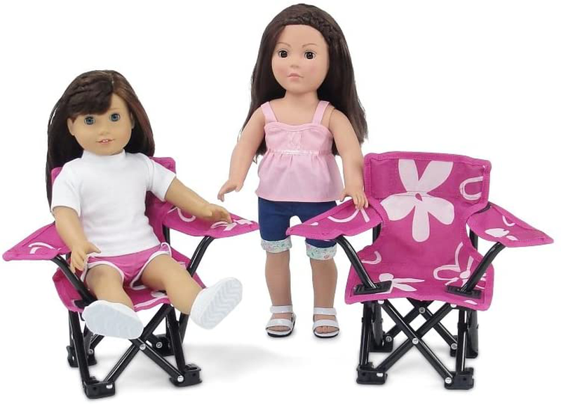 Emily Rose 18 Inch Doll Accessories | Awesome Pink and White Flowered Camping Sports Chairs, Includes Matching Carry / Storage Case | Fits American Girl Dolls Sporting Goods > Outdoor Recreation > Camping & Hiking > Camp Furniture Emily Rose Doll Clothes   
