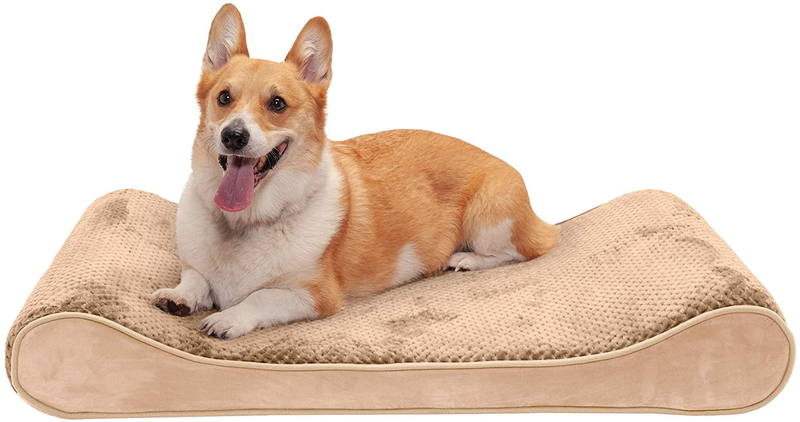 Furhaven Orthopedic, Cooling Gel, and Memory Foam Pet Beds for Small, Medium, and Large Dogs - Ergonomic Contour Luxe Lounger Dog Bed Mattress and More Animals & Pet Supplies > Pet Supplies > Dog Supplies > Dog Beds Furhaven Pet Products, Inc Minky Camel Contour Bed (Memory Foam) Large (Pack of 1)