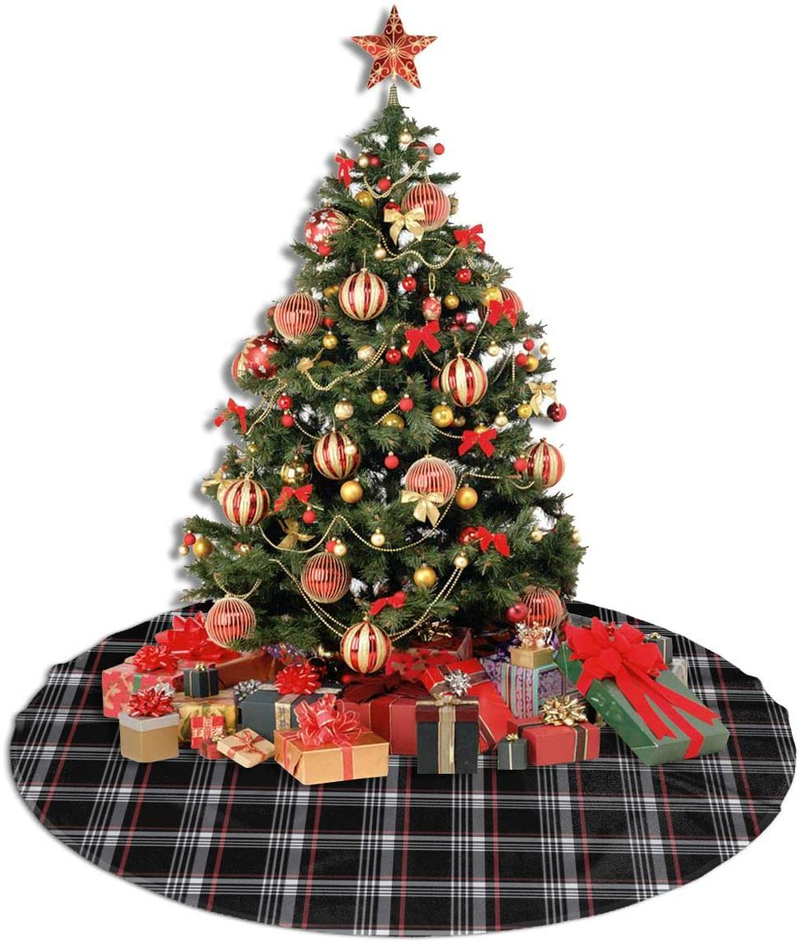 TOLUYOQU Golf GTI Plaid Christmas Tree Skirt with Velvet Xmas Tree Skirt Mat for Christmas Decoration Party and Holiday Decor (36 inch)