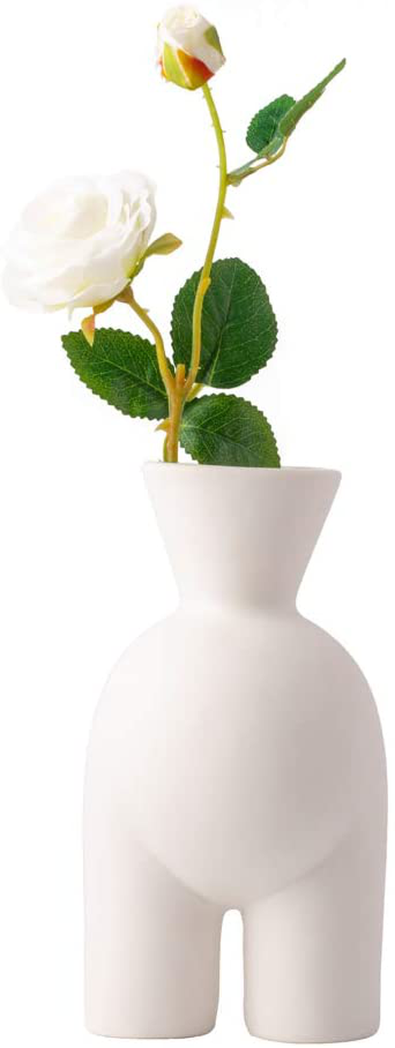 Pure White Ceramic Flower Vase, Creative Body Vase, Pen Holder Home Decor Nordic Vase for Sitting Room Bed Room Porch Hotel Decoration (Short Bottom) Home & Garden > Decor > Vases Lovecat High Bottom  