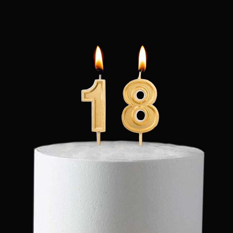 Qj-solar 2.76 inch Gold Number 18 Birthday Candles,18th Cake Topper for Birthday Decorations Home & Garden > Decor > Home Fragrances > Candles Maikencandle   
