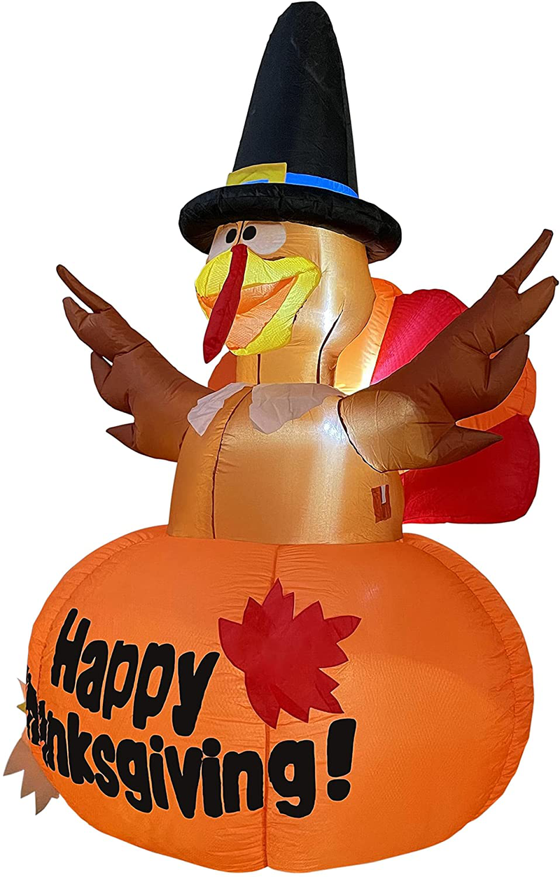 GOOSH 6 Ft Height Thanksgiving Inflatables Outdoor Turkeys Standing in The Pumpkin, Blow Up Yard Decoration Clearance with Build-in LED Lights for Party/Indoor/Lawn/Holiday/Garden Display Home & Garden > Decor > Seasonal & Holiday Decorations& Garden > Decor > Seasonal & Holiday Decorations GOOSH   