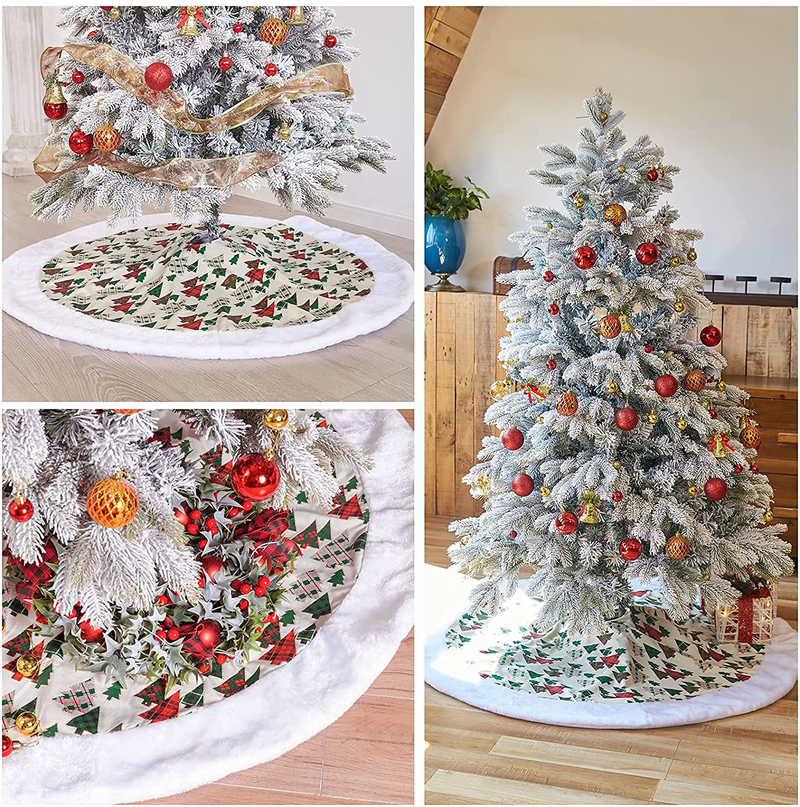 MTSCE 48 inch White Christmas Tree Skirt Christmas Decorations Indoor, Faux Fur Tree Skirts for Party Holiday Xmas Tree Winter Christmas Tree Mat Home & Garden > Decor > Seasonal & Holiday Decorations > Christmas Tree Skirts MTSCE   