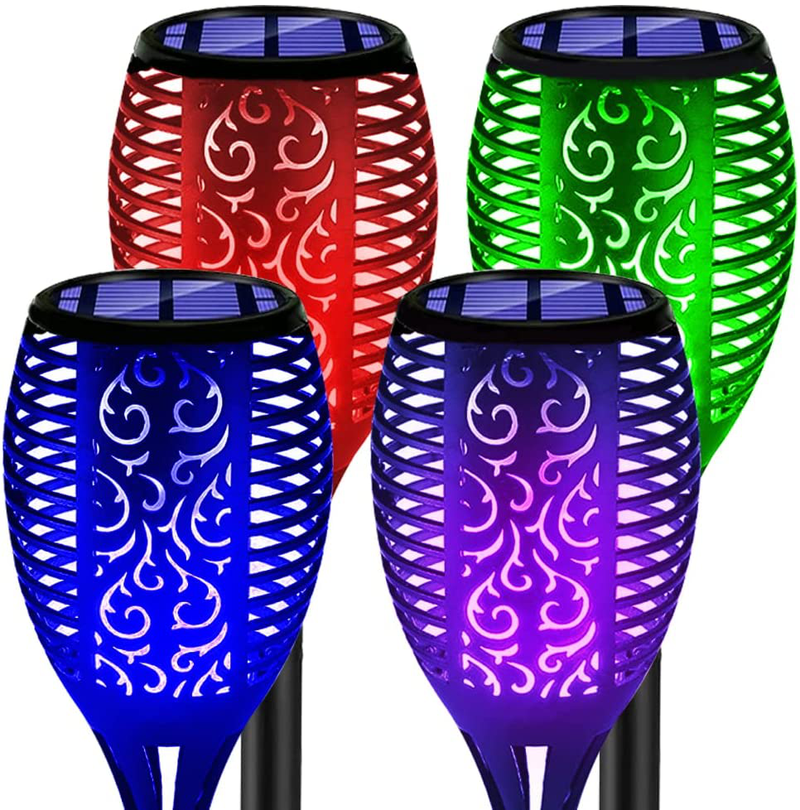 FiveHome 96 LED Colorful Solar Torch Lights Outdoor 4 Pack, 31 Inch Multi-Color Solar Patio Garden Pathway Light Waterproof with Auto On/Off Dusk to Dawn Home & Garden > Decor > Seasonal & Holiday Decorations& Garden > Decor > Seasonal & Holiday Decorations FiveHome Muliticolor 4 