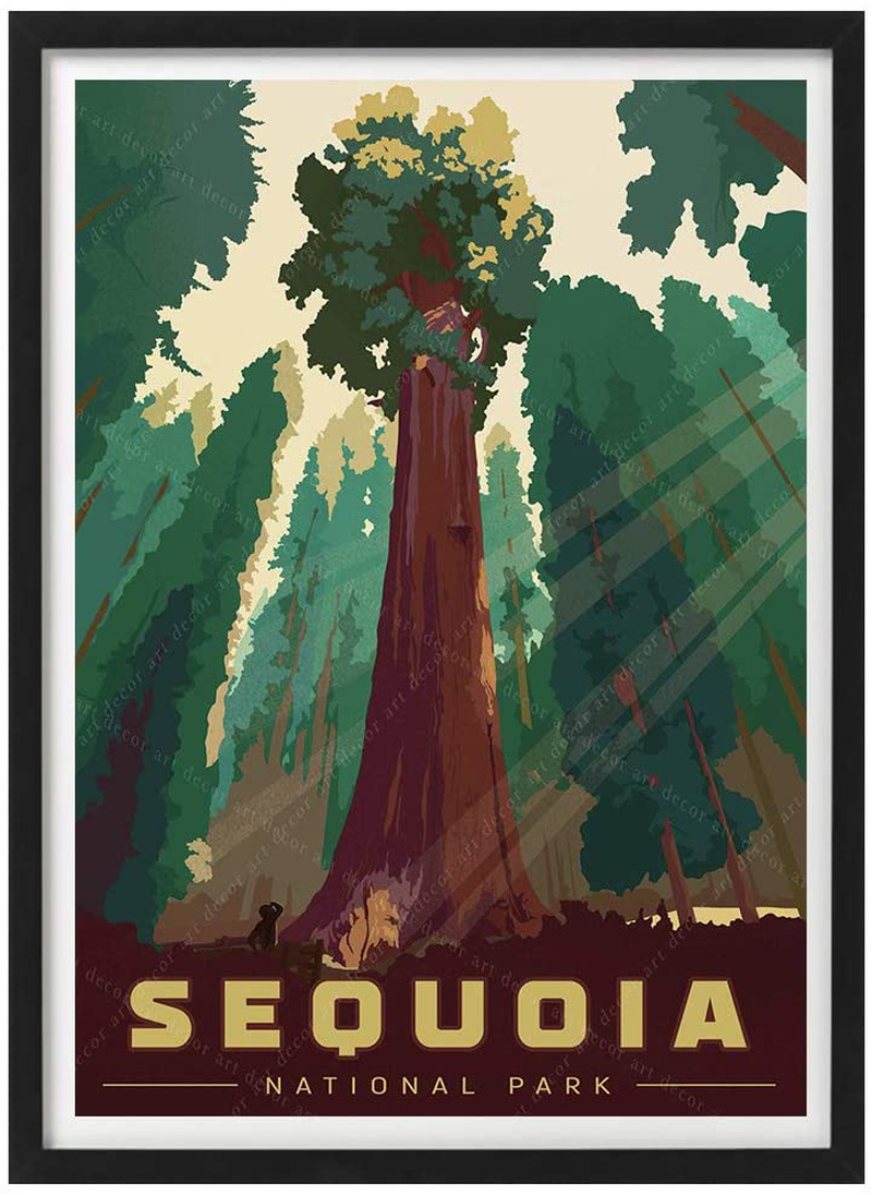 Sequoia National Park General Sherman America Vintage Travel Poster Art Print Painting Home Decoration Gift Home & Garden > Decor > Artwork > Posters, Prints, & Visual Artwork xtvin   