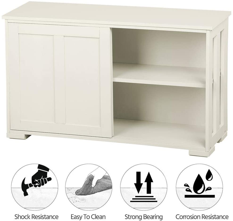 Go2Buy Antique White Stackable Sideboard Buffet Storage Cabinet with Sliding Door Kitchen Dining Room Furniture Home & Garden > Kitchen & Dining > Food Storage go2buy   