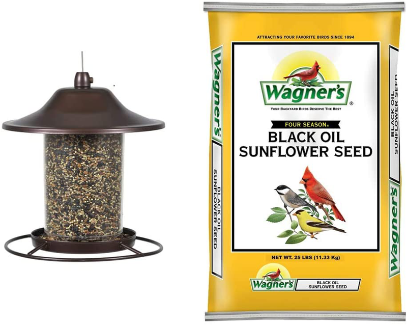 Perky-Pet 1 312 Panorama Bird Feeder, Small, 2 Lbs, Brown Animals & Pet Supplies > Pet Supplies > Bird Supplies > Bird Cage Accessories > Bird Cage Food & Water Dishes Perky-Pet Brown Feeder + Black Oil Sunflower Food 