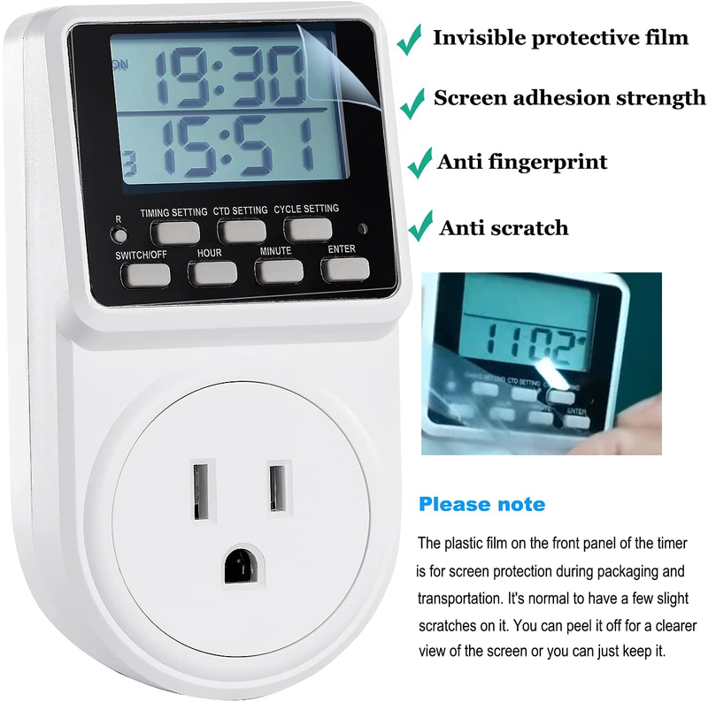 Techbee 3-in-1 Multifunction Digital Infinite Repeat Cycle Intermittent Timer Plug for Electrical Outlet, 24 Hour Programmable Indoor Timed Power Switch with Countdown Delay On and Off (120V, 15A) Home & Garden > Lighting Accessories > Lighting Timers Techbee   