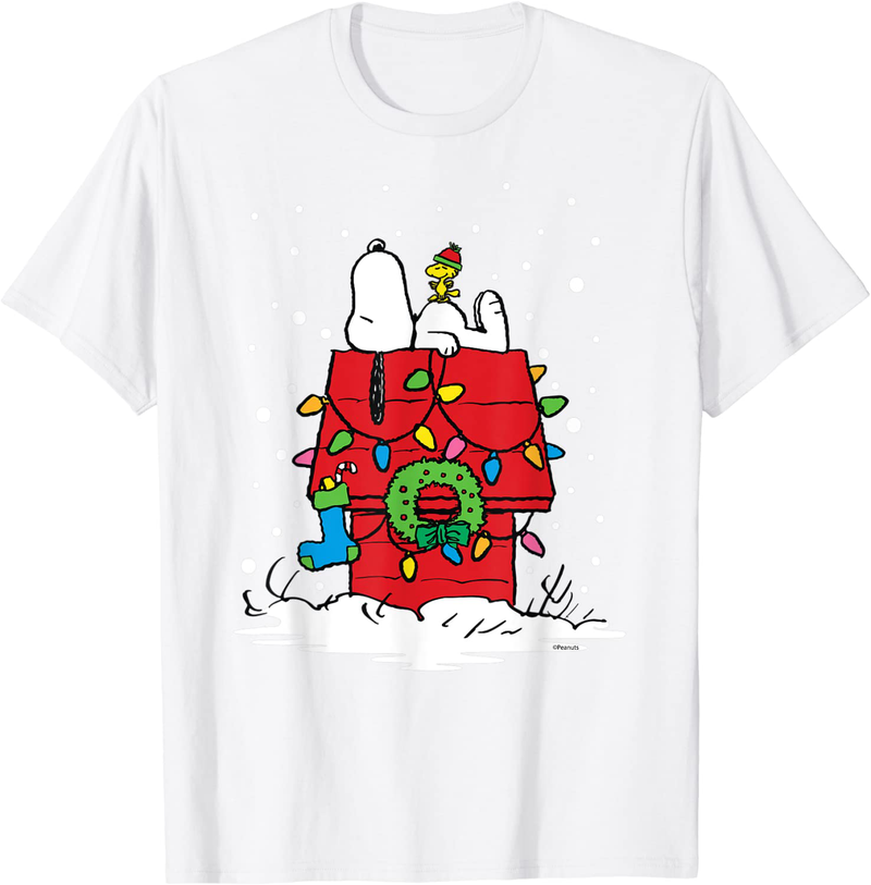 Peanuts Holiday Snoopy and Woodstock Stocking Light Up T-Shirt Home & Garden > Decor > Seasonal & Holiday Decorations& Garden > Decor > Seasonal & Holiday Decorations Peanuts White Men Large