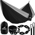 MalloMe Double & Single Portable Camping Hammock - Parachute Lightweight Nylon with Hammok Tree Straps Set- 2 Person Equipment Kids Accessories Max 1000 lbs Breaking Capacity - Free 2 Carabiners Home & Garden > Lawn & Garden > Outdoor Living > Hammocks MalloMe Black / Grey Small 