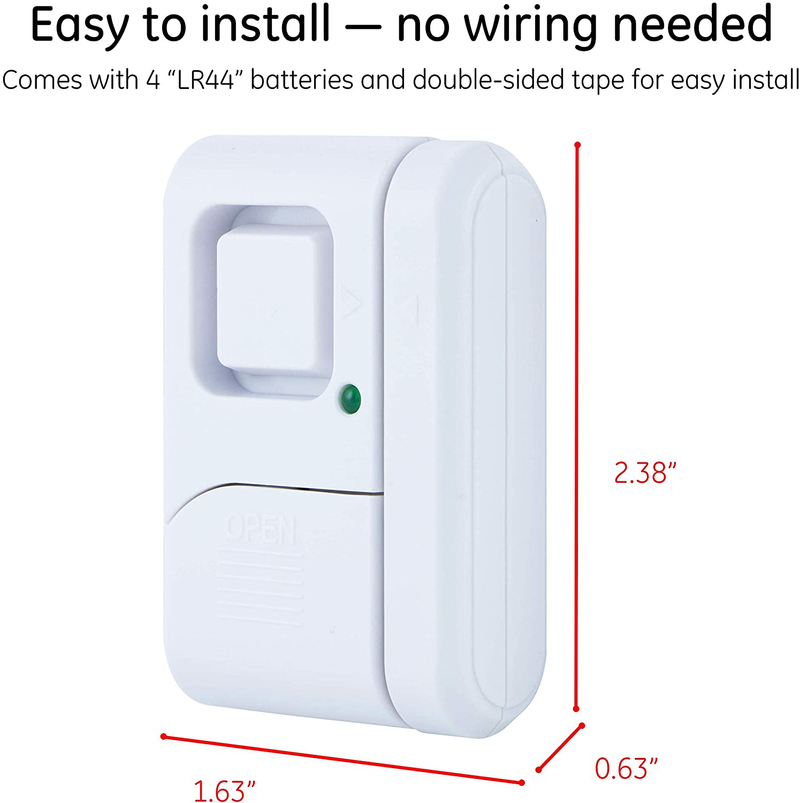 GE Personal Security Window/Door, 4-Pack, DIY Protection, Burglar Alert, Wireless, Chime/Alarm, Easy Installation, Ideal for Home, Garage, Apartment, Dorm, RV and Office, 45174, 4 Home & Garden > Business & Home Security > Home Alarm Systems GE   