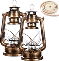 Rustic Kerosene Lamp,2 Oil Lamps and 1Roll of Wick, Hurricane Burning Hanging Lantern for Indoor and Outdoor Decoration or Emergency Use (Old Bronze) Home & Garden > Lighting Accessories > Oil Lamp Fuel Igtazy Old Bronze  