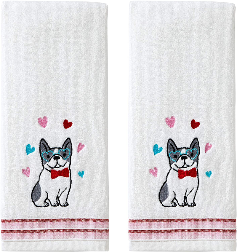 SKL HOME by Saturday Knight Ltd. Puppy Love Hand Towel Set, White 2 Count