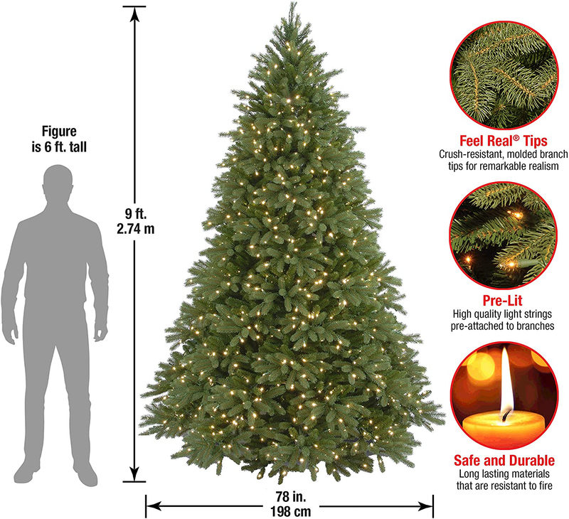 National Tree Company 'Feel Real' Pre-lit Artificial Christmas Tree | Includes Pre-strung White Lights and Stand | Jersey Fraser Fir Medium - 9 ft Home & Garden > Decor > Seasonal & Holiday Decorations > Christmas Tree Stands National Tree Company   