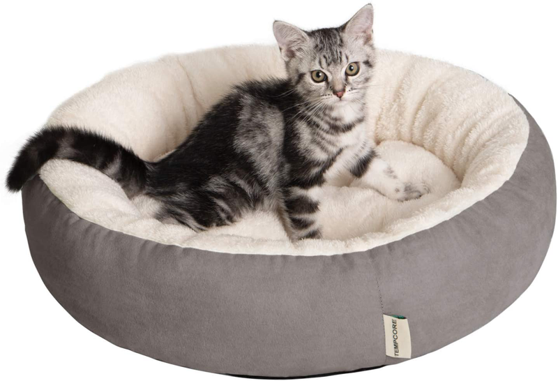 Tempcore Cat Bed for Indoor Cats, Machine Washable Cat Beds, 20 Inch Pet Bed for Cats or Small Dogs,Anti-Slip & Water-Resistant Bottom Animals & Pet Supplies > Pet Supplies > Cat Supplies > Cat Beds Tempcore Grey 20 inch 