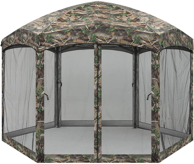 COOSHADE Pop Up Camping Gazebo 6 Sided Instant Screened Canopy Tent Outdoor Screen House Room(12x10Ft,Camouflage) Home & Garden > Lawn & Garden > Outdoor Living > Outdoor Structures > Canopies & Gazebos COOSHADE   