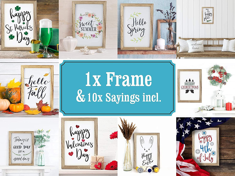 Farmhouse Wall Decor Signs for St Patricks Day Decorations and Easter with Interchangeable Sayings - Rustic 11X16” Wood Picture Frame with 10 Designs - Easy to Hang Indoor Decor for Your Home Arts & Entertainment > Party & Celebration > Party Supplies KIBAGA   