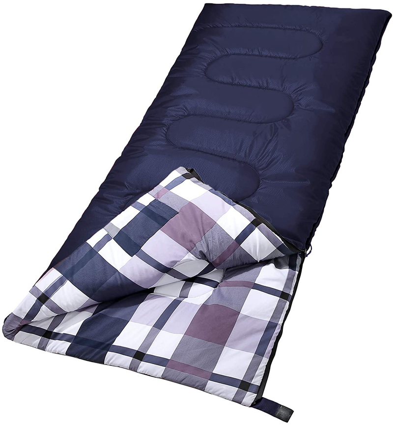 SONGMICS Sleeping Bag for Adults Boys and Girls, Washed Cotton Liner, Backpacking Hiking Camping, Warm and Cold Weather 3 Seasons, Ultralight Portable, Indoor and Outdoor, with Compression Sack Sporting Goods > Outdoor Recreation > Camping & Hiking > Sleeping Bags SONGMICS Dark Blue  