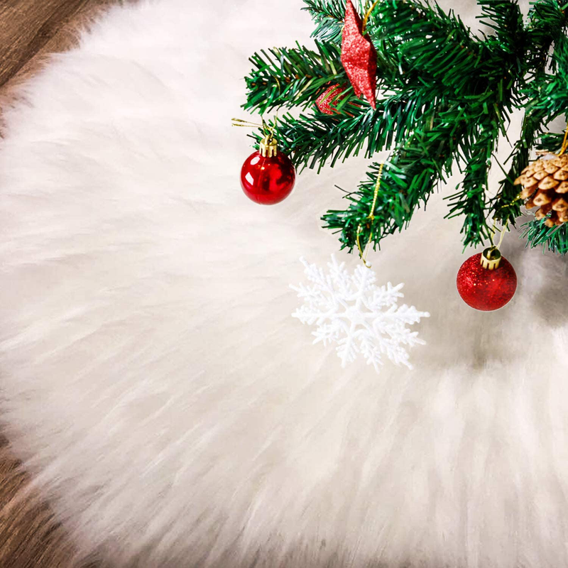Tatuo White Faux Fur Christmas Tree Skirt Snow Tree Skirts for Christmas Holiday Decorations (80 cm) Home & Garden > Decor > Seasonal & Holiday Decorations > Christmas Tree Skirts Tatuo 100 cm  