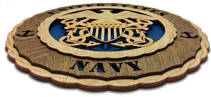 Navy Decorative Custom Laser Three Dimensional Wooden Wall Plaque - Armed Forces Home & Garden > Decor > Artwork > Sculptures & Statues Tongtai   