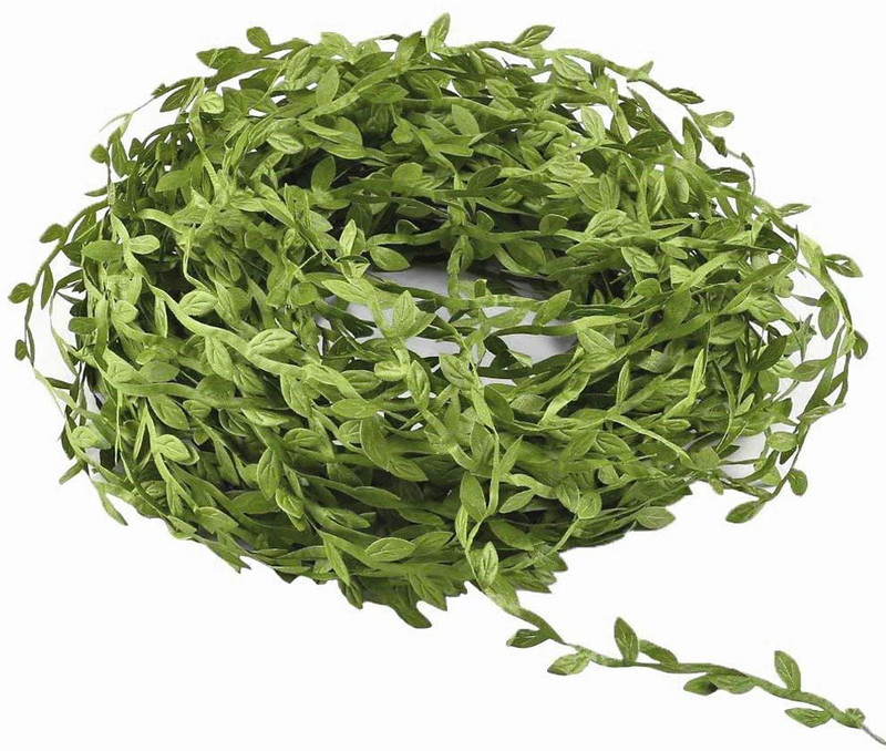 MMkiss 65 Ft Artificial Vines,Artificial Eucalyptus Leaf Garland Fake Hanging Plants Leaves DIY Wreath Foliage Green Leaves Ribbon Decorative Wreath Accessory Wedding Wall Crafts Party Décor