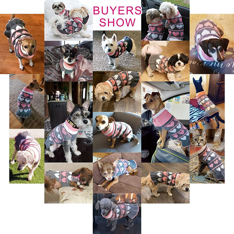 Jecikelon Pet Dog Long Sweaters Dress Knitwear Turtleneck Pullover Warm Winter Puppy Sweater Long Dresses (Grey Heart, Medium) Animals & Pet Supplies > Pet Supplies > Dog Supplies > Dog Apparel JECIKELON   