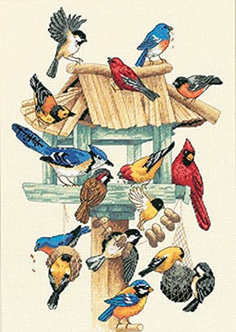 DIMENSIONS 'Feasting Frenzy' Birds Counted Cross Stitch Kit, 18 Count Ivory Aida, 10'' x 14'' Arts & Entertainment > Hobbies & Creative Arts > Arts & Crafts > Art & Crafting Tools > Craft Measuring & Marking Tools > Stitch Markers & Counters DIMENSIONS Default Title  