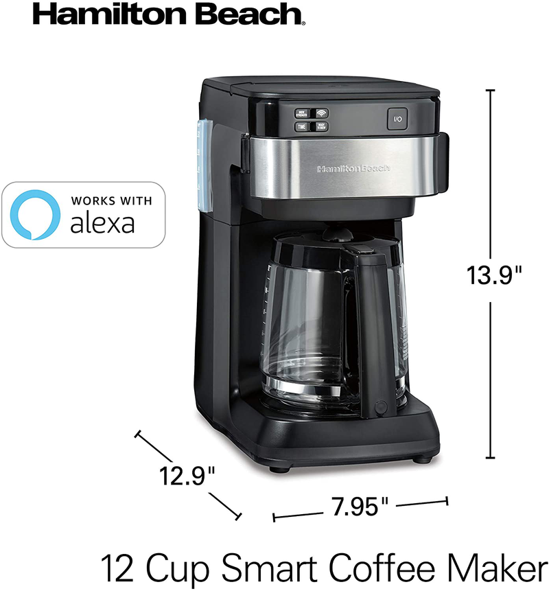 Hamilton Beach Works with Alexa Smart Coffee Maker, Programmable, 12 Cup Capacity, Black and Stainless Steel (49350) – A Certified for Humans Device Home & Garden > Kitchen & Dining > Kitchen Appliances Hamilton Beach   