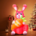Rayuwen Easter Inflatables Outdoor Decorations Rabbit Toy Model Holiday Festival Home Party Family LED Luminous Prop for Yard Garden Home & Garden > Decor > Seasonal & Holiday Decorations Rayuwen Pink  