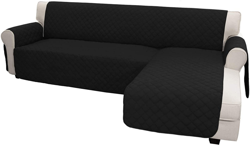 Easy-Going Sofa Slipcover L Shape Sofa Cover Sectional Couch Cover Chaise Slip Cover Reversible Sofa Cover Furniture Protector Cover for Pets Kids Children Dog Cat (Large,Dark Gray/Dark Gray) Home & Garden > Decor > Chair & Sofa Cushions Easy-Going Black/Black X-Large 
