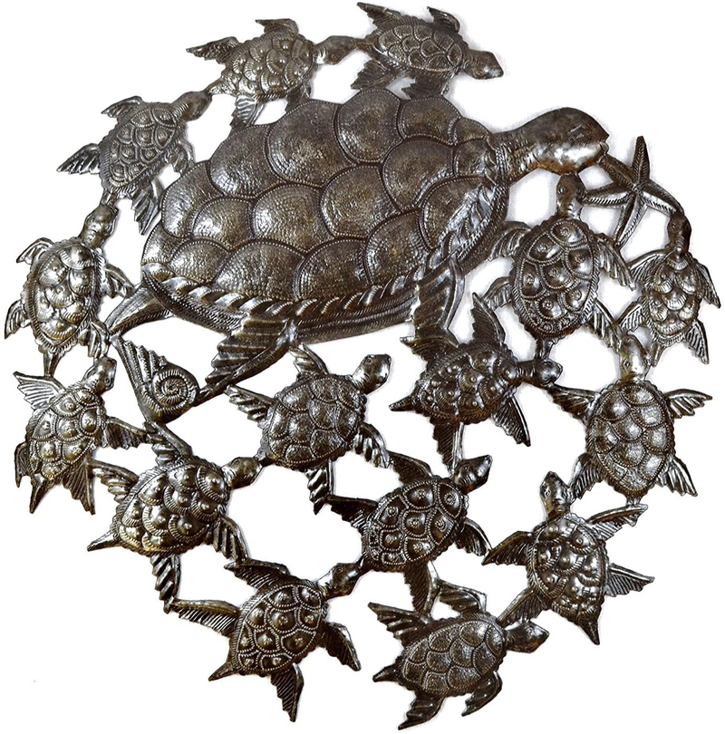 it's cactus - metal art haiti Sea Life Wall Hanging Home Decor, Decoration Great for Bathroom Kitchen or Patio, Nautical, Fish, Turtles, Ocean, Beach Themed, 24 in. x 24 in. (SEA Turtles) Home & Garden > Decor > Artwork > Sculptures & Statues It's Cactus SEA TURTLES  