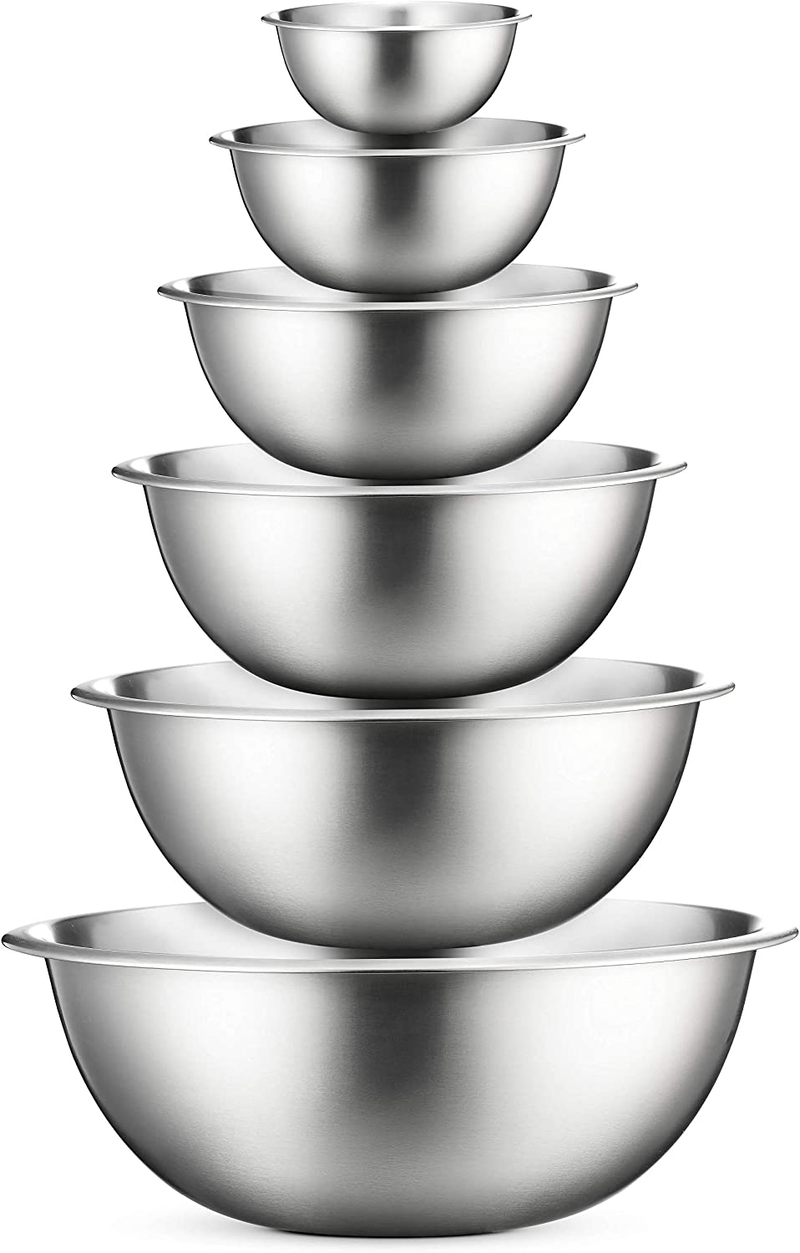 Stainless Steel Mixing Bowls (Set of 6) Stainless Steel Mixing Bowl Set - Easy To Clean, Nesting Bowls for Space Saving Storage, Great for Cooking, Baking, Prepping Home & Garden > Kitchen & Dining > Kitchen Tools & Utensils FineDine Set of 6  