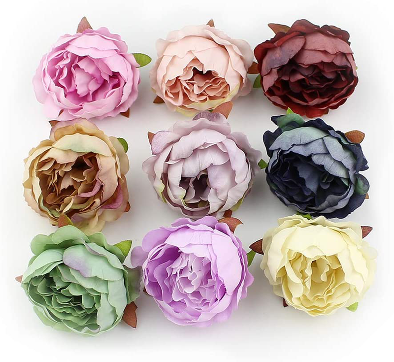 Fake Flower Heads in Bulk Wholesale for Crafts Silk Peony Flower Head Silk Artificial Flowers for Wedding Decoration DIY Decorative Wreath Party Festival Home Decor 15 Pieces 5cm (Champagne) Home & Garden > Plants > Flowers Peony   