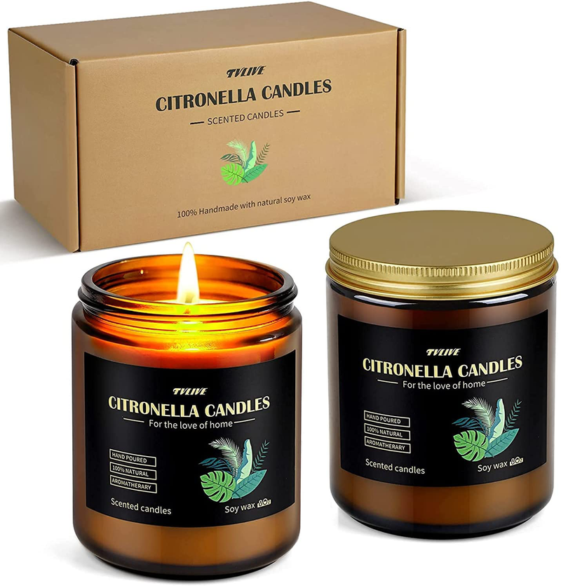 Citronella Candles Outdoor Indoor, Large Scented Jar Candles Gift Set up to 100 Hours Burning, Soy Wax Candles, Candles Gifts for Women, Garden, Patio, 2x8 Oz Home & Garden > Decor > Home Fragrances > Candles TVLIVE 2.citronella candles  