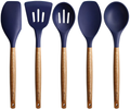 Miusco Non-Stick Silicone Cooking Utensils Set with Natural Acacia Hard Wood Handle, 5 Piece, Grey, High Heat Resistant Home & Garden > Kitchen & Dining > Kitchen Tools & Utensils Miusco Midnight Blue  