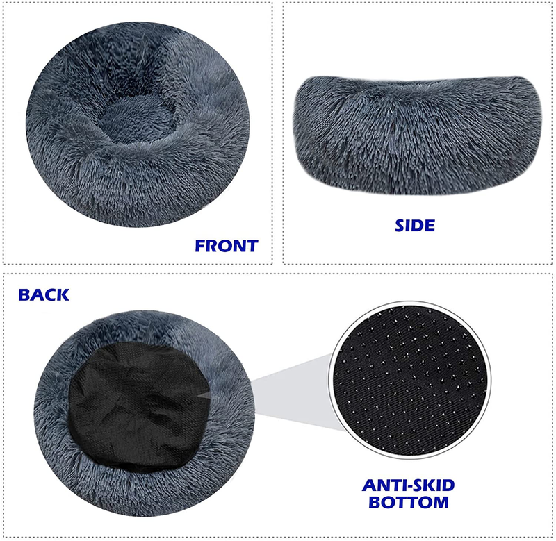 Dog Bed for Large Dog, Dog Beds for Medium Dogs, Small Dog Bed, Calming Dog Bed, Pet Bed, Anti-Anxiety Donut Dog Cuddler Bed, Warming Cozy Soft Dog round Bed  WFMZHY   