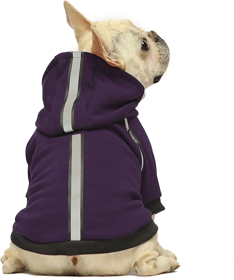Fitwarm Thermal Dog Coat with Safety Reflective Stripe Outdoor Puppy Winter Clothes Cat Jacket Pet Hoodie Outfits Pullover Doggie Sweatshirt