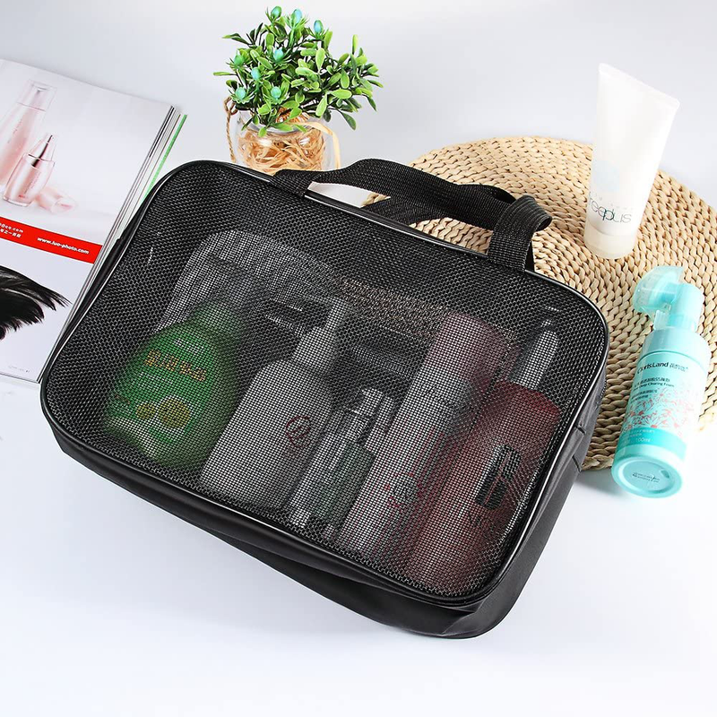Shower Caddy Bag Organizer Portable Mesh Shower Tote Caddy for Bathroom College Dorm Camp Gym Camping Toiletry Bath for Kids Men Women Guys - Quick Dry (Black) Sporting Goods > Outdoor Recreation > Camping & Hiking > Portable Toilets & Showers MUIFA   