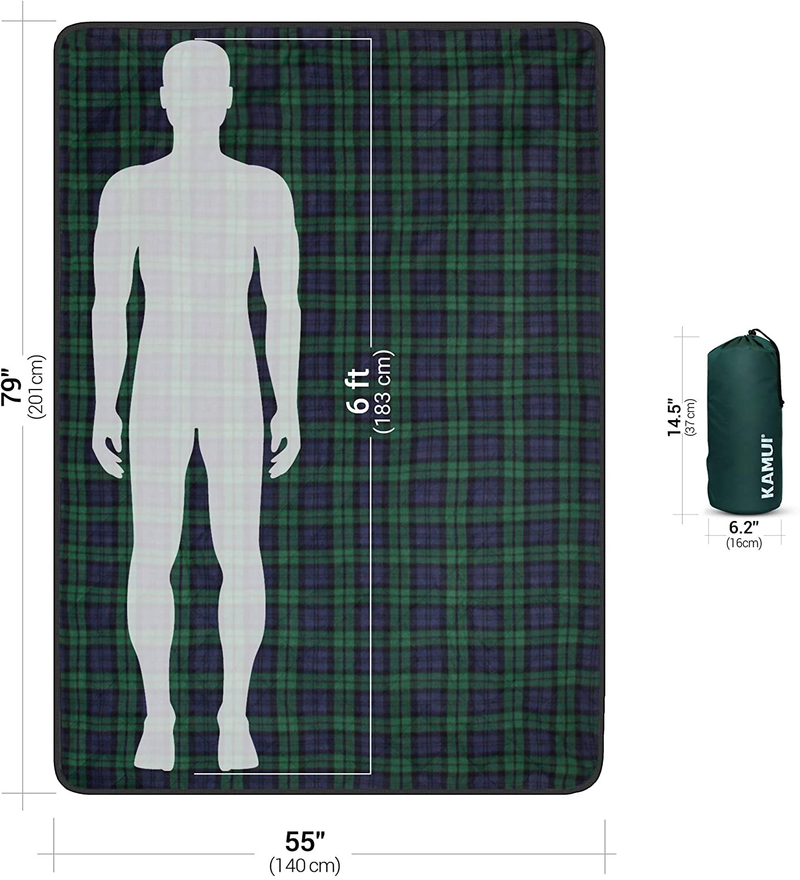 KAMUI Outdoor Waterproof Blanket - Machine Washable Picnic Blanket, Waterproof and Windproof Backing, Portable Shoulder/Hand Strap Great for Festival, Park, Beach, Ground Blanket 79X55inch 201X140cm Home & Garden > Lawn & Garden > Outdoor Living > Outdoor Blankets > Picnic Blankets KAMUI   