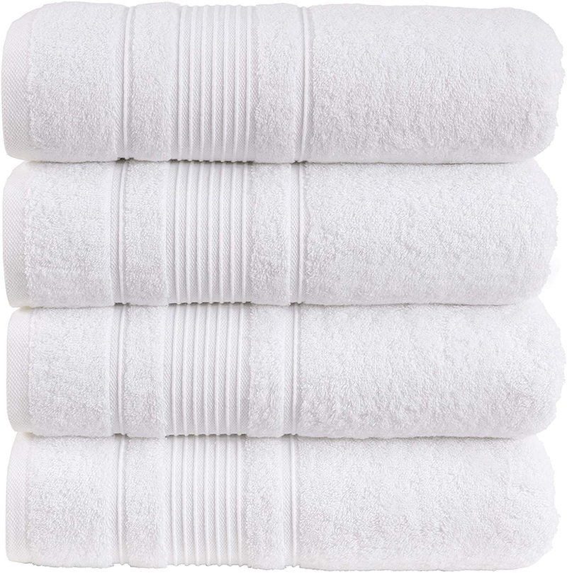 Qute Home 4-Piece Bath Towels Set, 100% Turkish Cotton Premium Quality Towels for Bathroom, Quick Dry Soft and Absorbent Turkish Towel Perfect for Daily Use, Set Includes 4 Bath Towels (White) Home & Garden > Linens & Bedding > Towels Qute Home   