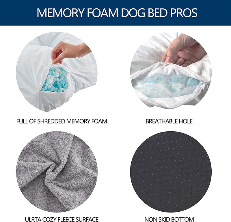 PETABBY Shredded Memory Foam Dog Bed Pillow, Waterproof Dog Bed with Machine Washable Removable Cover, Comfy Dog Bed for Medium Large Dog Animals & Pet Supplies > Pet Supplies > Dog Supplies > Dog Beds PETABBY   