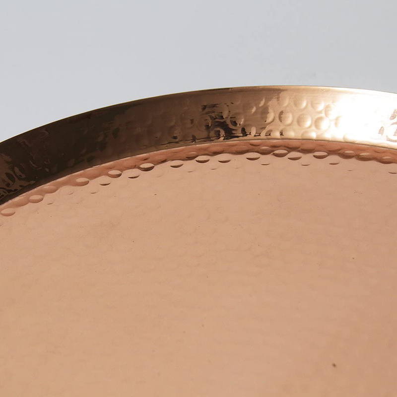 Large Contemporary Hammered Edge Pure Copper Circular Serving Party Tray - By Alchemade - 15 Inch Round Charger Platter Serving Dish Home & Garden > Decor > Decorative Trays Alchemade   