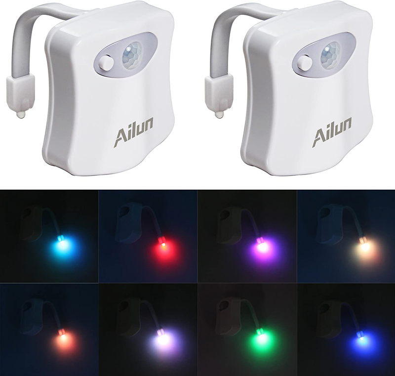 Toilet Night Light 2Pack by Ailun Motion Activated LED Light 8 Colors Changing Toilet Bowl Nightlight for Bathroom Battery Not Included Perfect Decorating Combination Along with Water Faucet Light