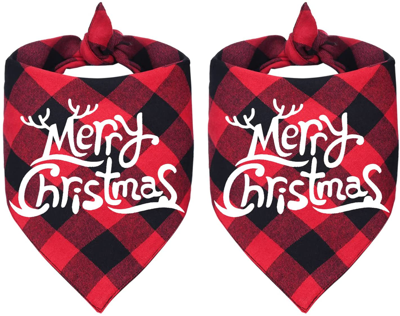 Malier 2 Pack Dog Bandana Christmas Classic Buffalo Plaid Pets Scarf Triangle Bibs Kerchief Set Pet Costume Accessories Decoration for Small Medium Large Dogs Cats Pets Animals & Pet Supplies > Pet Supplies > Dog Supplies > Dog Apparel Malier Red and Red Large 