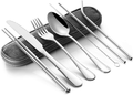 Portable Travel Utensil Set with Case, 8 Piece Stainless Steel Silverware Travel Cutlery Set Reusable Camping Flatware Set with Chopsticks Knife and forks for RV, Picnic, Driver, School Home & Garden > Kitchen & Dining > Tableware > Flatware > Flatware Sets HYXUS Silver+Grey  