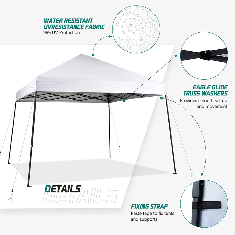 Enoah Outdoor Pop Up Canopy Tent, Easy Set-up 10' x 10' Base 8' x 8' Top,Slant Leg Folding Instant Shelter for Beach,Party and Camping,White Home & Garden > Lawn & Garden > Outdoor Living > Outdoor Structures > Canopies & Gazebos Enoah   